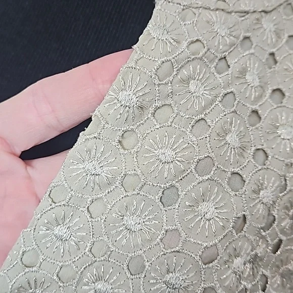 Michael Kors Neutral Shimmer Gold Eyelet Dress Sz 10 - Picture 4 of 11
